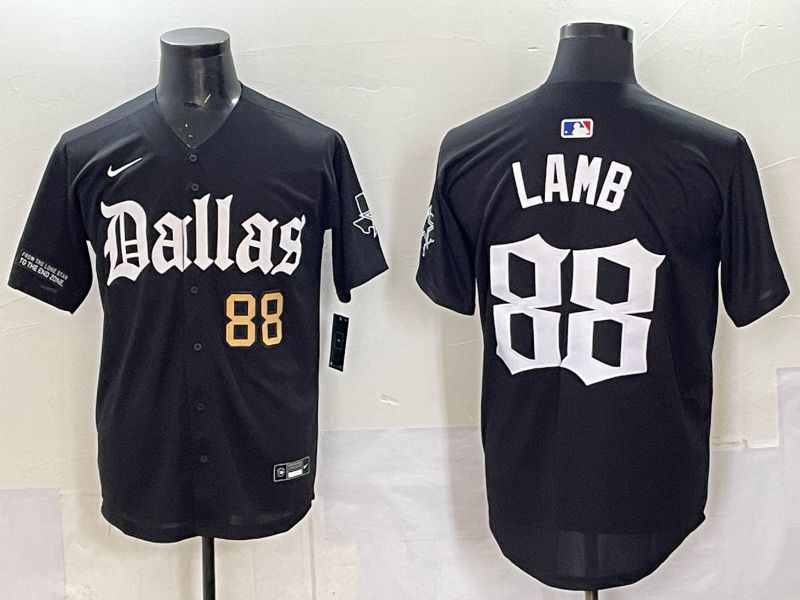 Men 2025 Nike Dallas Cowboys #88 Lamb Black 5th generation Joint Name Limited NFL Jersey 05->dallas cowboys->NFL Jersey